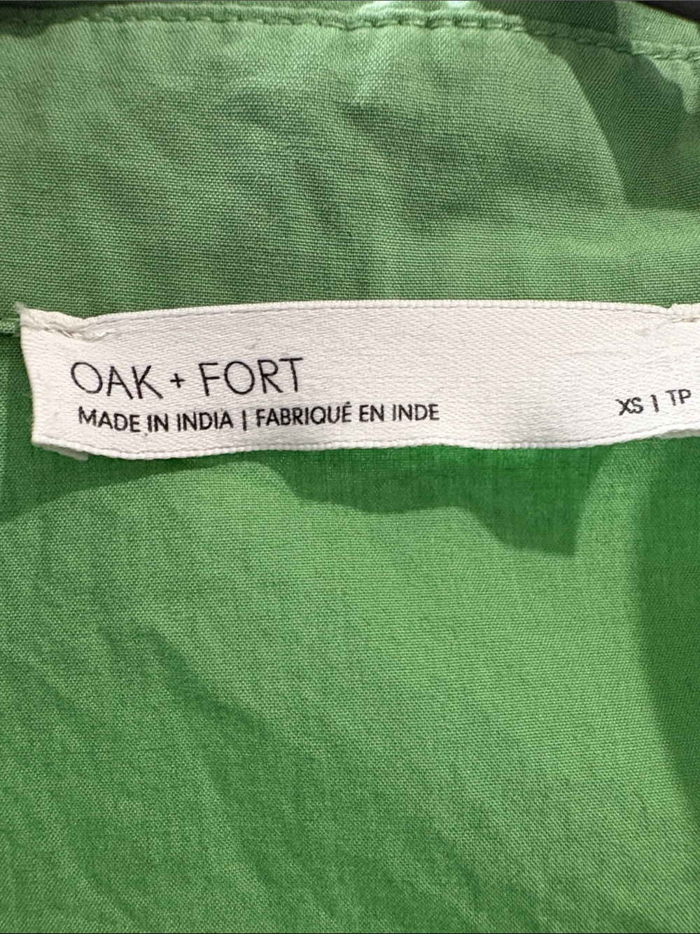 Oak + Fort Tiered Pastel Green Bohemian Baby Doll Dress XS Cottagecore Cotton - Picture 3 of 4